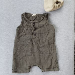 Kyte Linen Shortie Romper 18-24m (FITS SMALL 6-12m) Pine